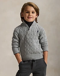 Cable-Knit Cotton Quarter-Zip Sweater