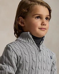 Cable-Knit Cotton Quarter-Zip Sweater