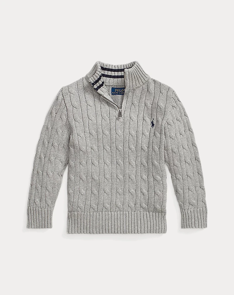 Cable-Knit Cotton Quarter-Zip Sweater
