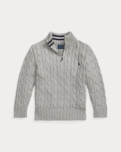 Cable-Knit Cotton Quarter-Zip Sweater