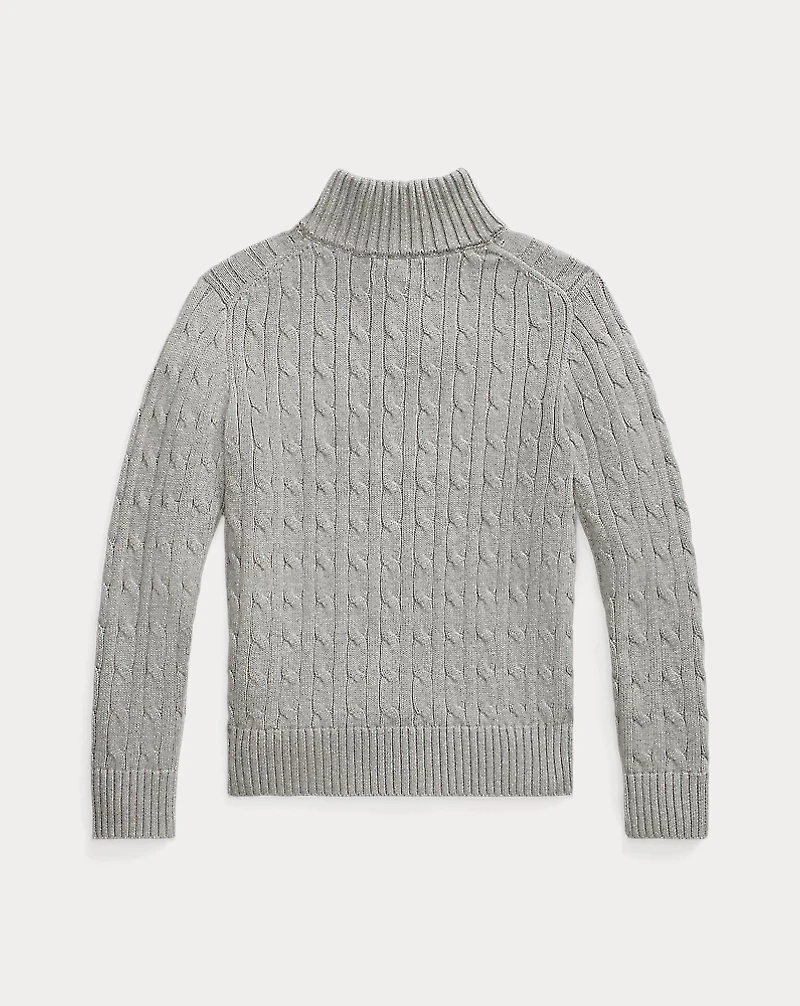 Cable-Knit Cotton Quarter-Zip Sweater