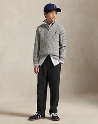 Cable-Knit Cotton Quarter-Zip Sweater