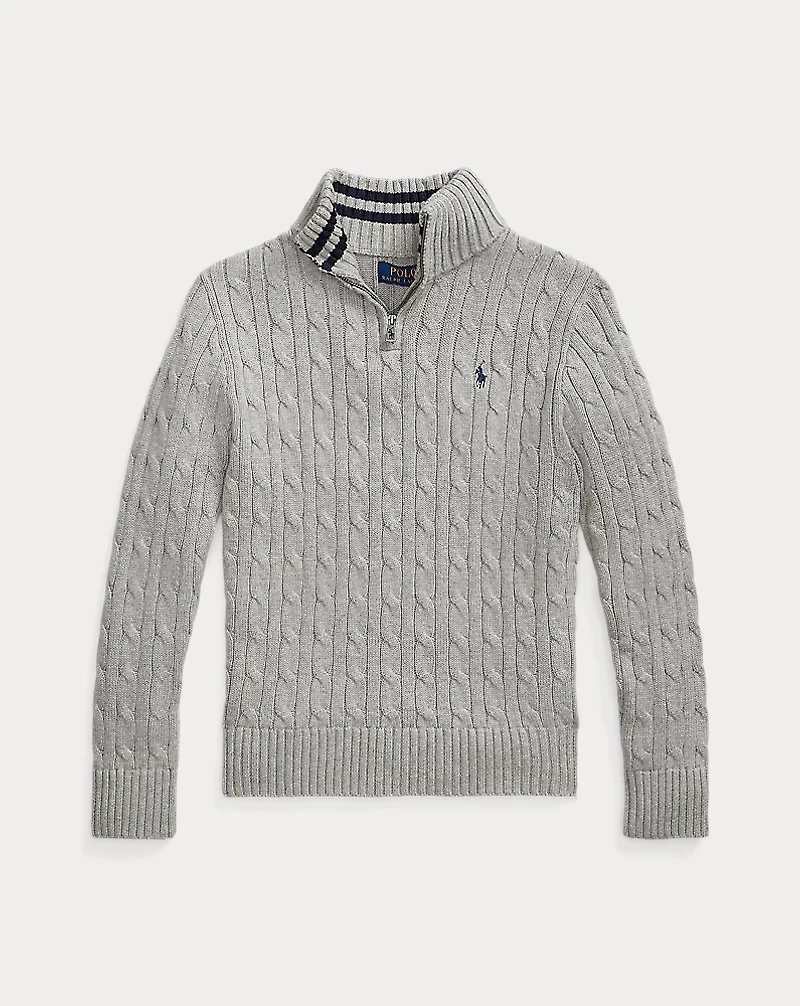 Cable-Knit Cotton Quarter-Zip Sweater