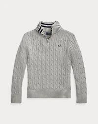 Cable-Knit Cotton Quarter-Zip Sweater
