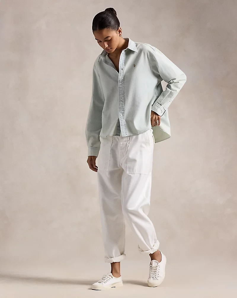 Cropped Boxy Chambray Shirt