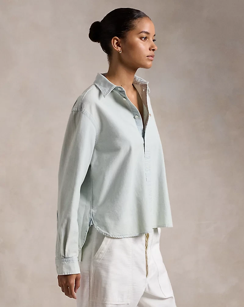Cropped Boxy Chambray Shirt