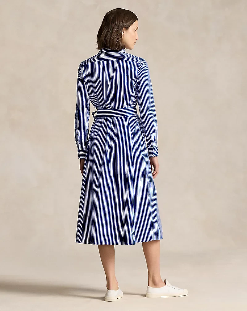 Belted Striped Cotton Shirtdress