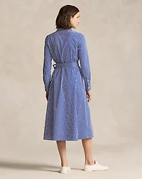 Belted Striped Cotton Shirtdress