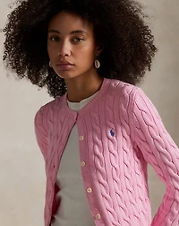 Cable-Knit Cotton Crewneck Cardigan