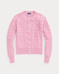 Cable-Knit Cotton Crewneck Cardigan