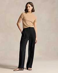 Cashmere Short-Sleeve Crewneck Sweater