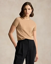 Cashmere Short-Sleeve Crewneck Sweater