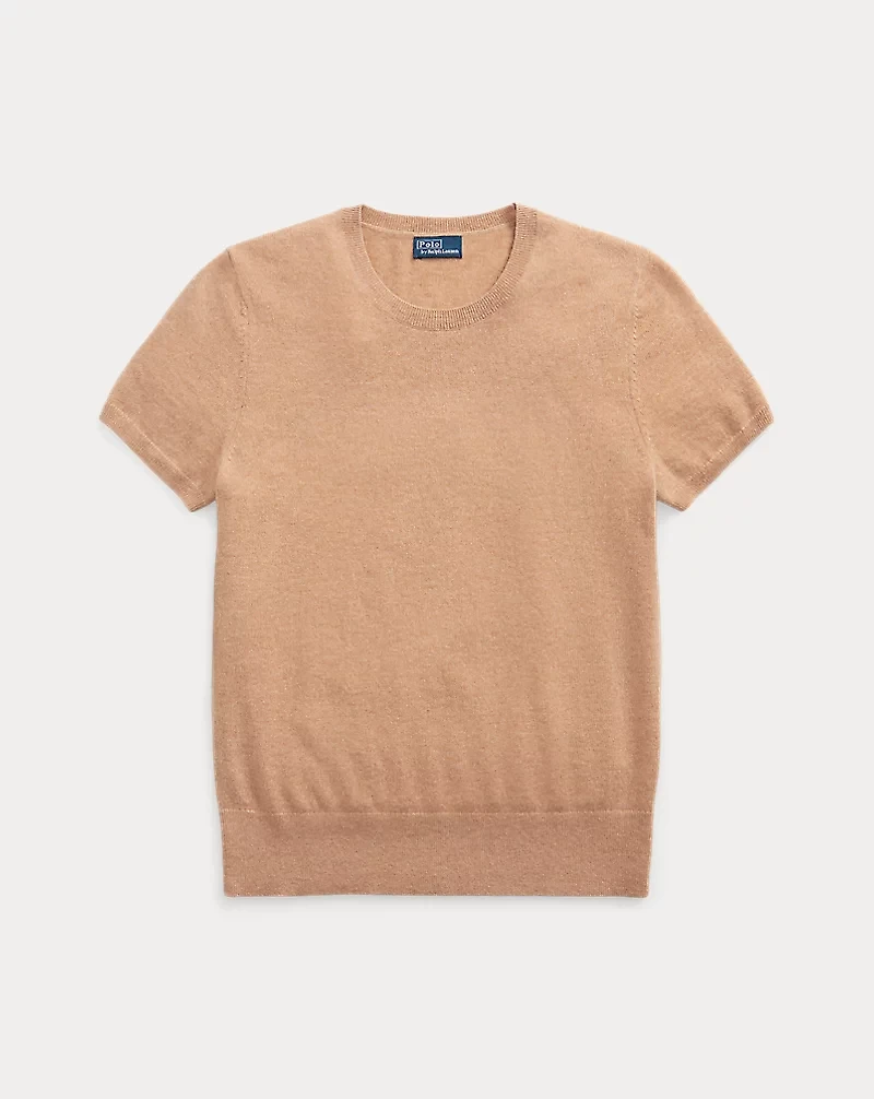 Cashmere Short-Sleeve Crewneck Sweater