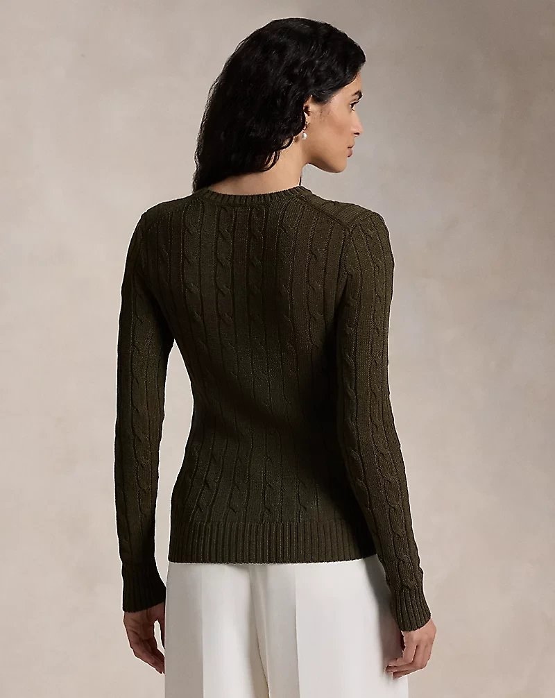 Cable-Knit Cotton-Blend Crewneck Sweater