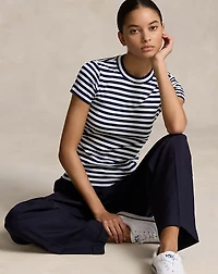 Striped Ribbed Cotton Crewneck Tee