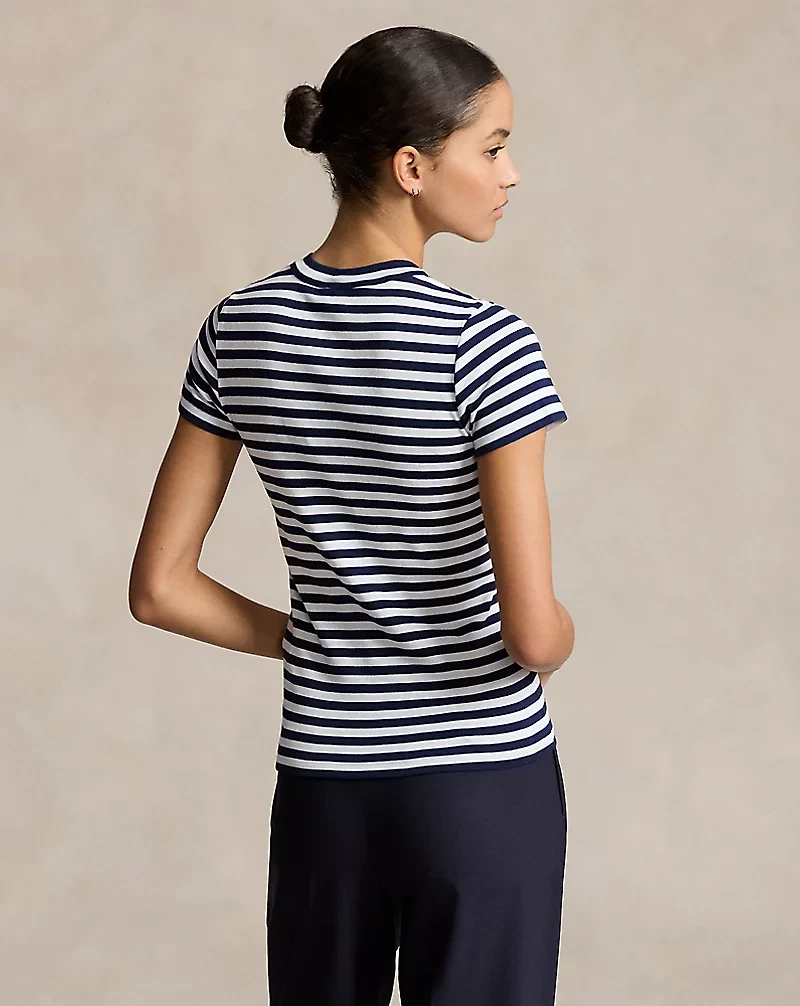 Striped Ribbed Cotton Crewneck Tee