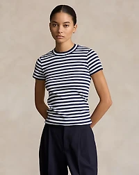 Striped Ribbed Cotton Crewneck Tee