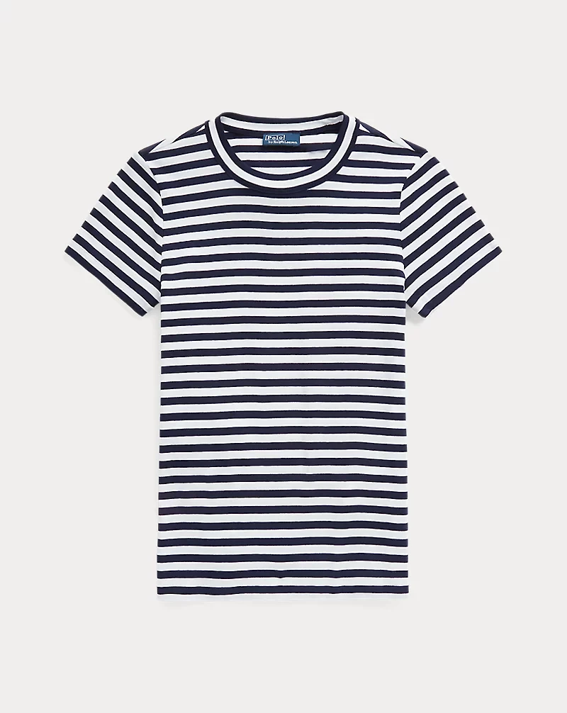 Striped Ribbed Cotton Crewneck Tee