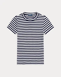 Striped Ribbed Cotton Crewneck Tee