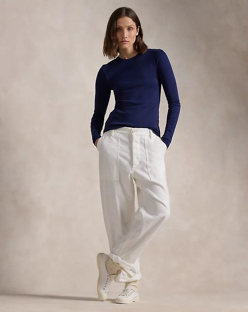 Slim Fit Cotton Long-Sleeve Tee