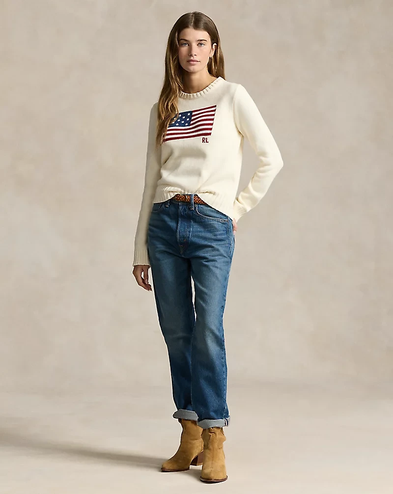 Flag Cotton Crewneck Sweater
