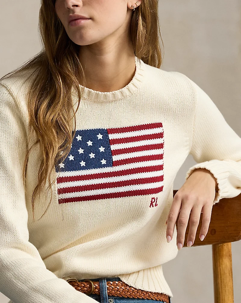 Flag Cotton Crewneck Sweater