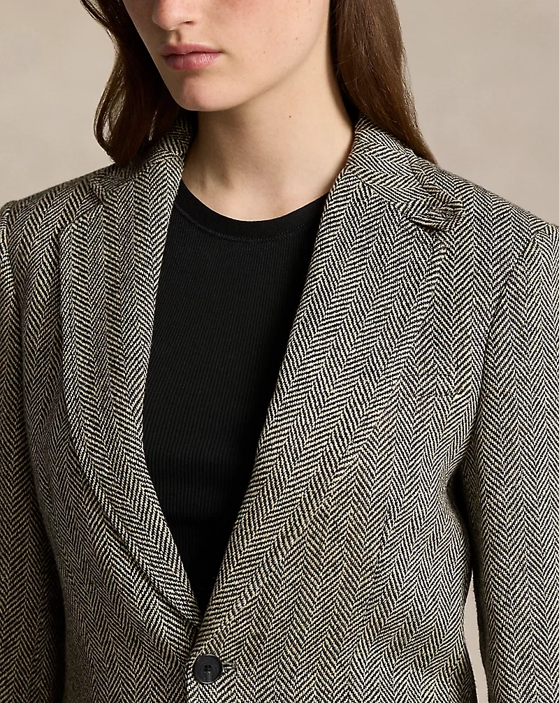 Herringbone Linen-Blend Blazer