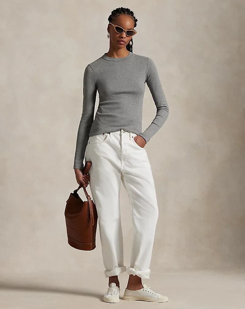 Slim Fit Cotton Long-Sleeve Tee