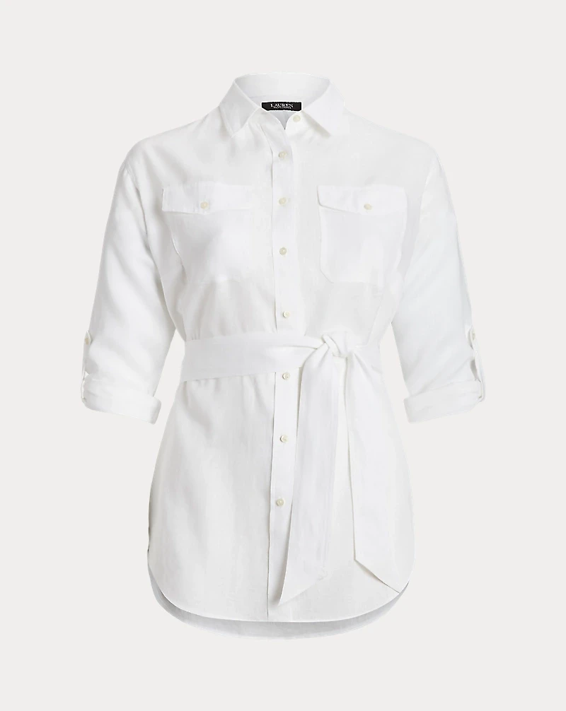 Relaxed Fit Belted Linen Shirt