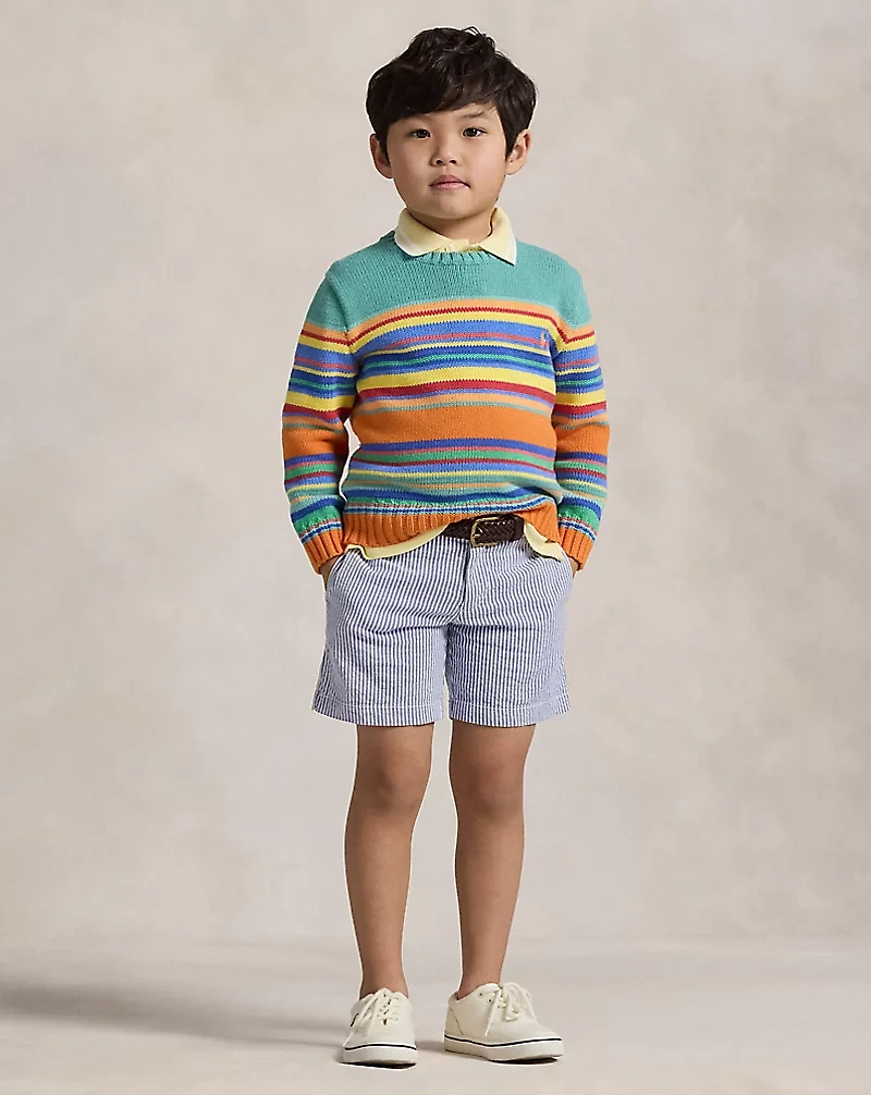 Stretch Cotton Seersucker Short