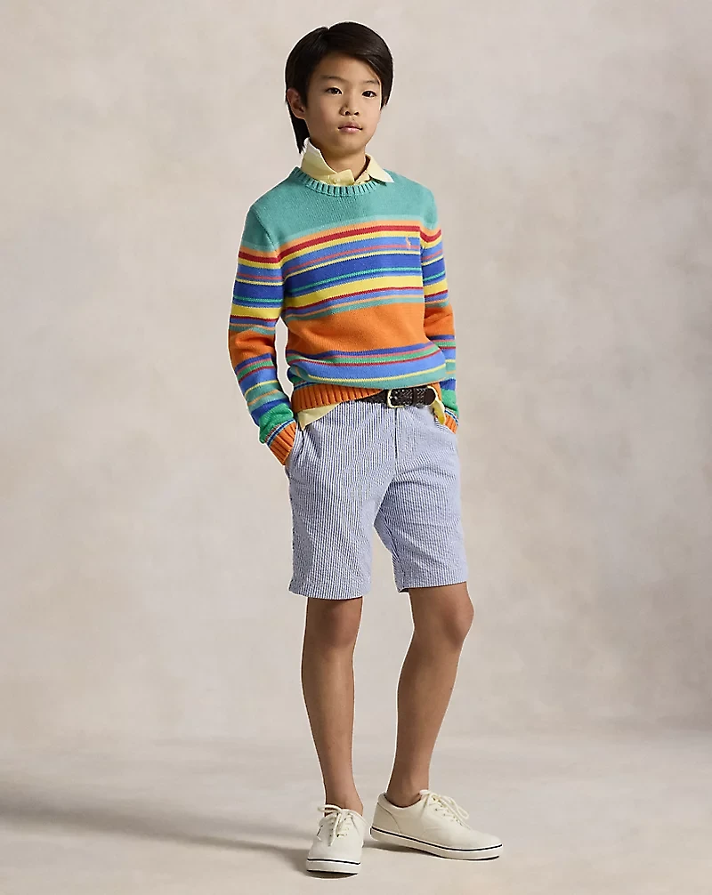 Stretch Cotton Seersucker Short