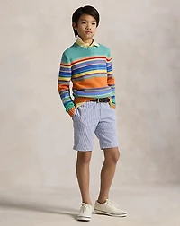 Stretch Cotton Seersucker Short