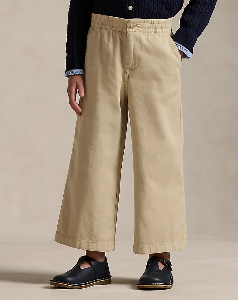 Cotton Twill Wide-Leg Pant