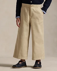 Cotton Twill Wide-Leg Pant