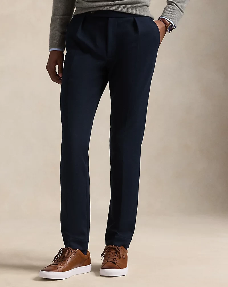 Pleated Double-Knit Suit Trouser
