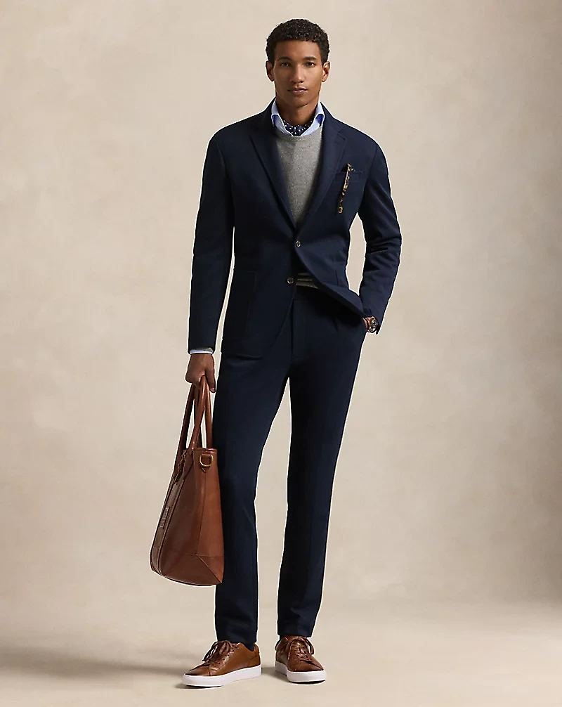 Pleated Double-Knit Suit Trouser