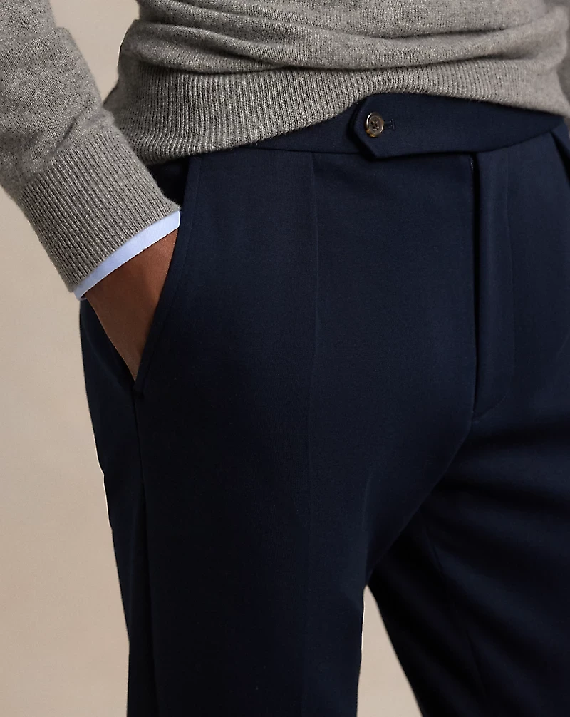 Pleated Double-Knit Suit Trouser