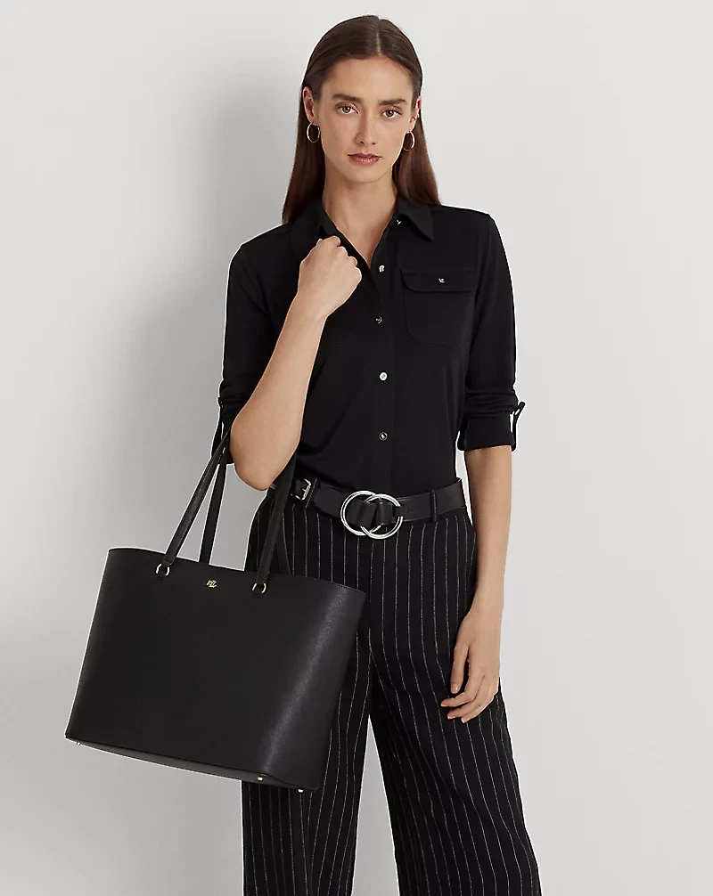 Crosshatch Leather Large Karly Tote