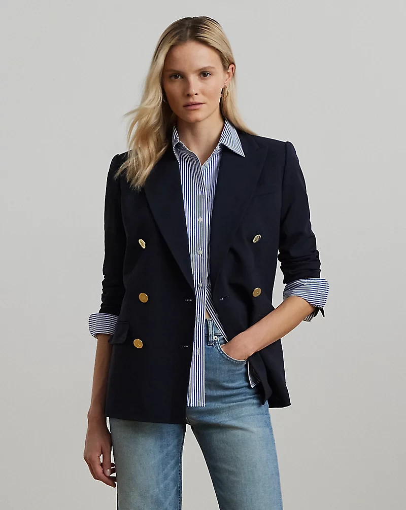 Double-Breasted Wool Crepe Blazer