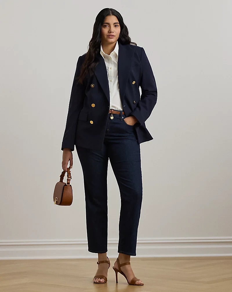 Double-Breasted Wool Crepe Blazer