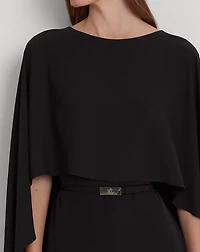 Belted Cape Georgette Jumpsuit