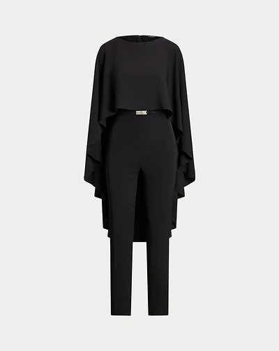 Belted Cape Georgette Jumpsuit