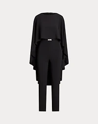 Belted Cape Georgette Jumpsuit