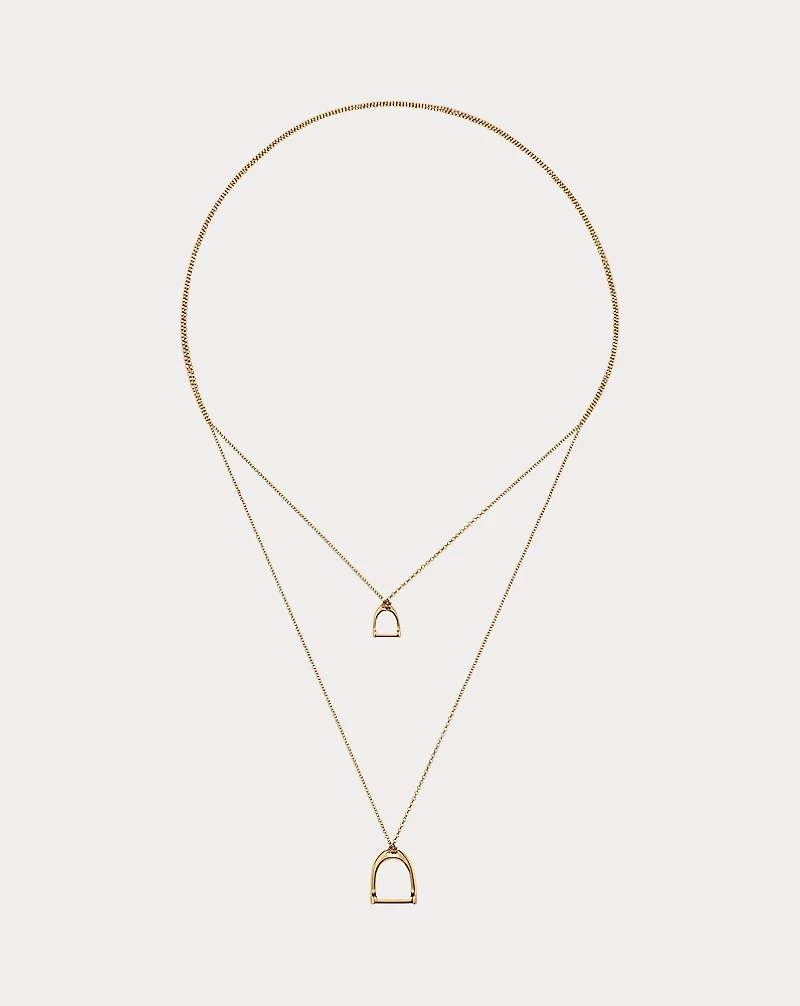 Rose Gold Double-Stirrup Lariat Necklace