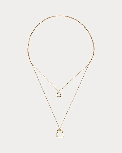 Rose Gold Double-Stirrup Lariat Necklace