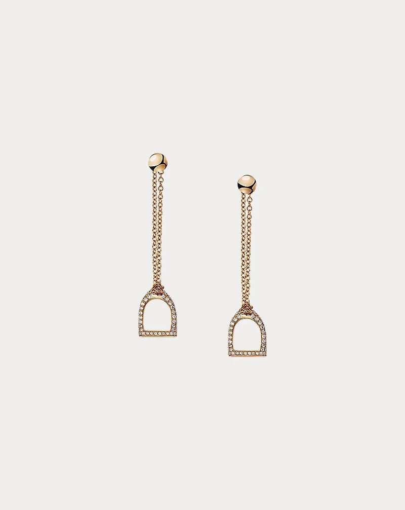 Pavé Diamond Stirrup Chain Earrings