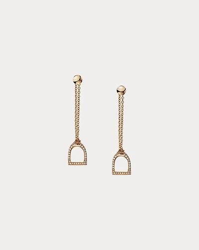 Pavé Diamond Stirrup Chain Earrings