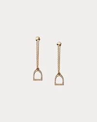 Pavé Diamond Stirrup Chain Earrings