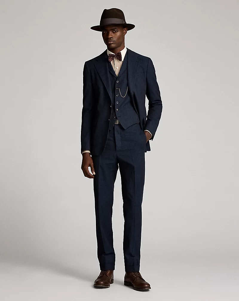 Slim Striped Herringbone Suit Trouser