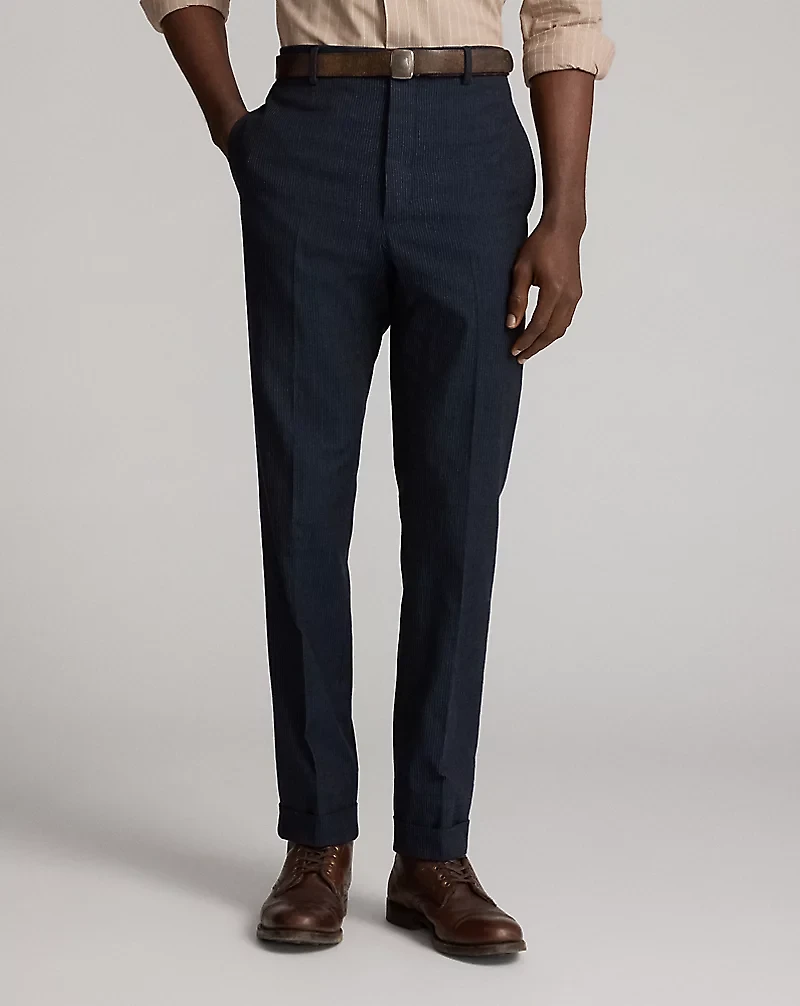 Slim Striped Herringbone Suit Trouser